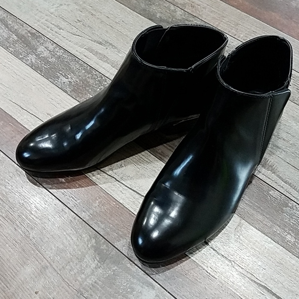 Zara black patent flat ankle booties size 6 - Picture 4 of 5